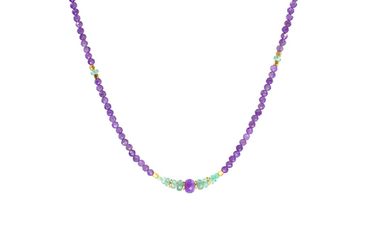Amethyst and Zambian Emerald gem chain