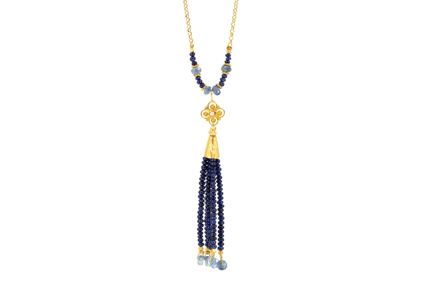 Sagestone- Sapphire Tassel Necklace